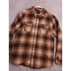 RVCA Shirt Mens Extra Large Heavyweight Flannel Brown Surfer Skater Beach Cotton